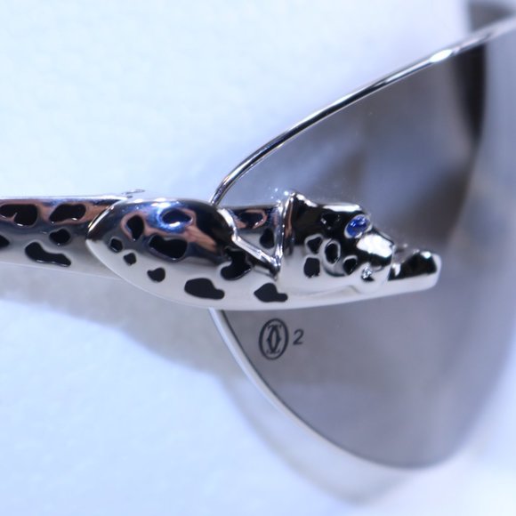 Limited Edition CARTIER Panther Sunglasses, Black with Blue Sapphire - Picture 4 of 8
